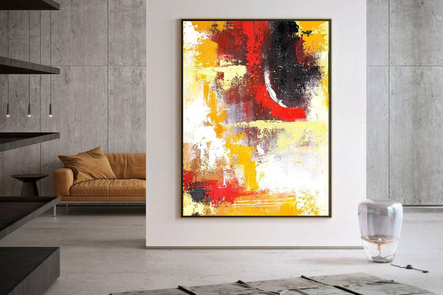 Brown Handmade Contemporary Abstract Canvas Wall Art C49AF